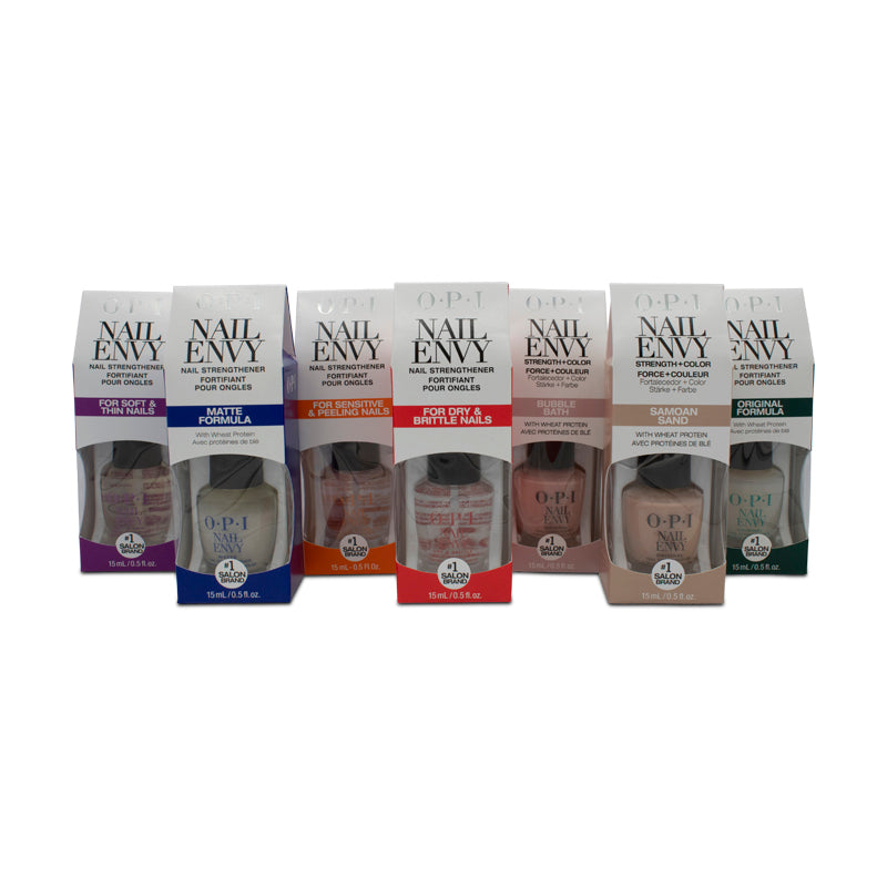 OPI Nail Envy Nail Strengthener is formulated to address common issues like chipping, peeling, snapping, and splitting in weak nails.