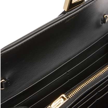 Salvatore Ferragamo Black Leather Gold Chain Clutch Purse