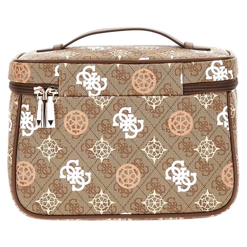 Guess Eliette 4G Peony Logo Cosmetic Toiletry Travel Bag Brown