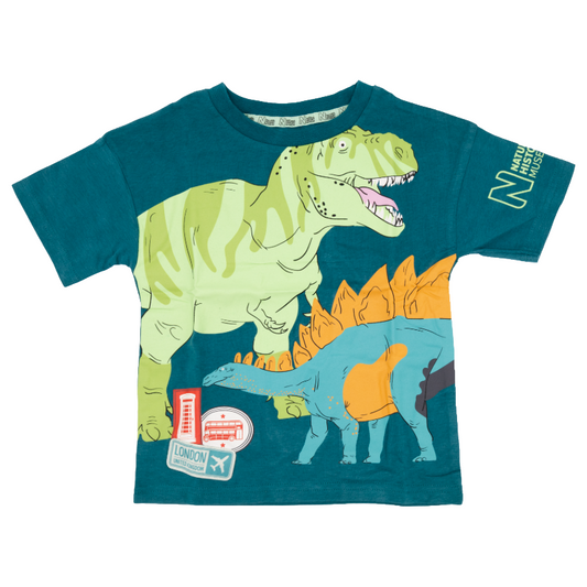 Natural History Museum Dinosaur Green 100% Cotton Kids T-Shirt 1-2 Years