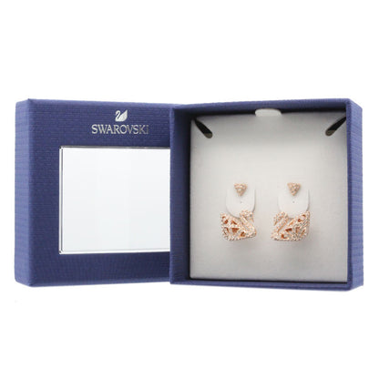 Swarovski Facet Swan Pierced Earrings White, Rose-Gold Tone Plated 5492233