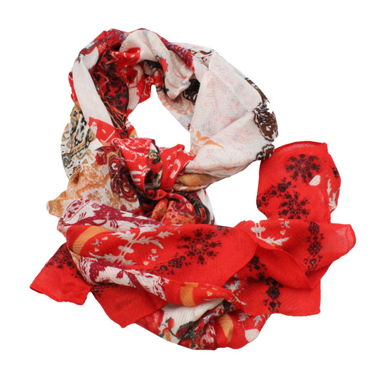 Desigual Red Indonesian Patch Design Scarf