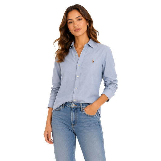 Ralph Lauren Women's Logo Embroidery Shirt Blue