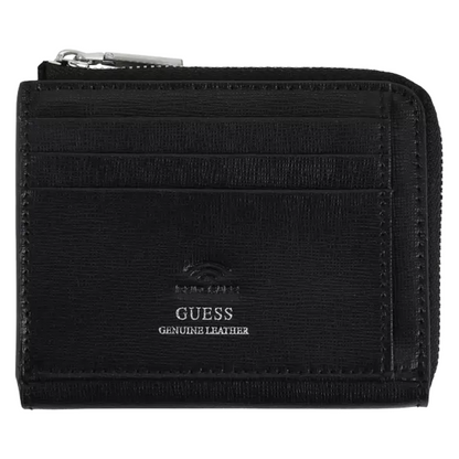 Guess Men's Leather Zip Business Card Holder Black