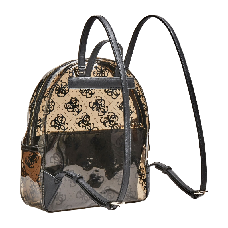 Guess Women's Tash Backpack Black See Through & Black Purse