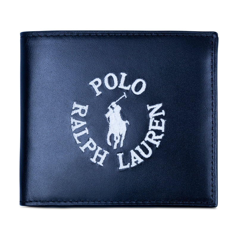 Ralph Lauren Polo Logo Leather Billfold Coin Wallet Black