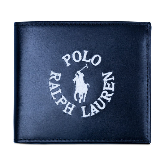 Ralph Lauren Polo Logo Leather Billfold Coin Wallet Black