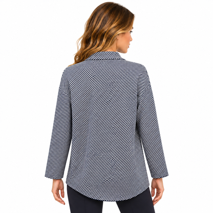 Fynch-Hatton Textilien Womens Knitted Jacket Navy Striped