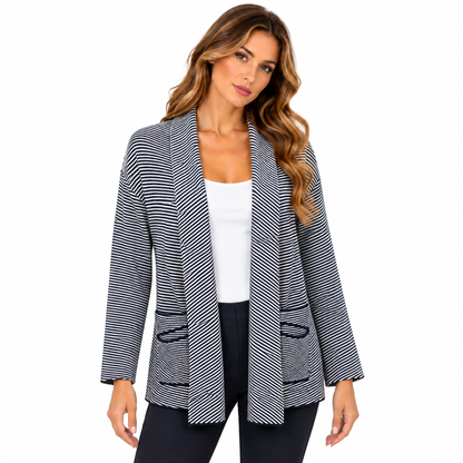 Fynch-Hatton Textilien Womens Knitted Jacket Navy Striped