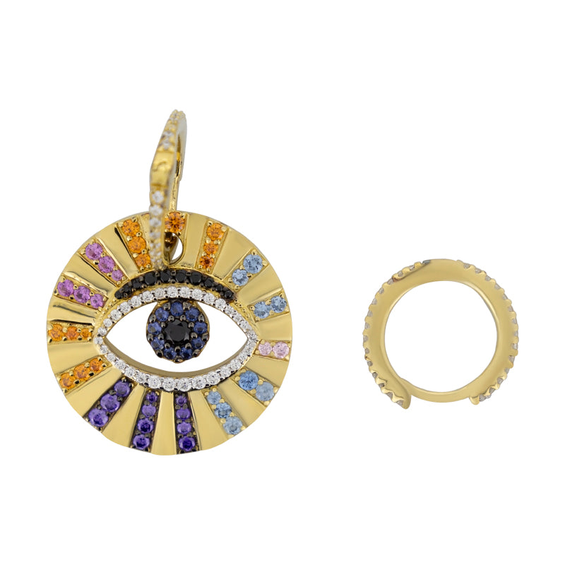 APM Monaco Asymmetric Multicolor Lucky Eye Earrings AE11487MY