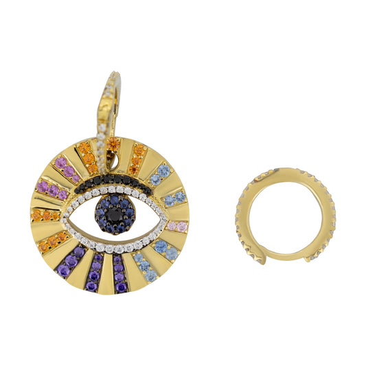 APM Monaco Asymmetric Multicolor Lucky Eye Earrings AE11487MY