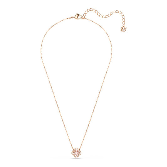 Swarovski Sparkling Dance Pink Rose Gold-Tone Necklace 5514488 full necklace on a white background