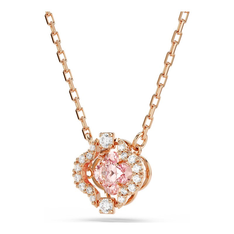 Swarovski Sparkling Dance Pink Rose Gold-Tone Necklace 5514488 pendant detail on a white background