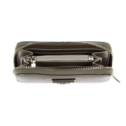 Guess Meridian Triangle Logo Medium Purse Wallet BG877840 Pewter Gold