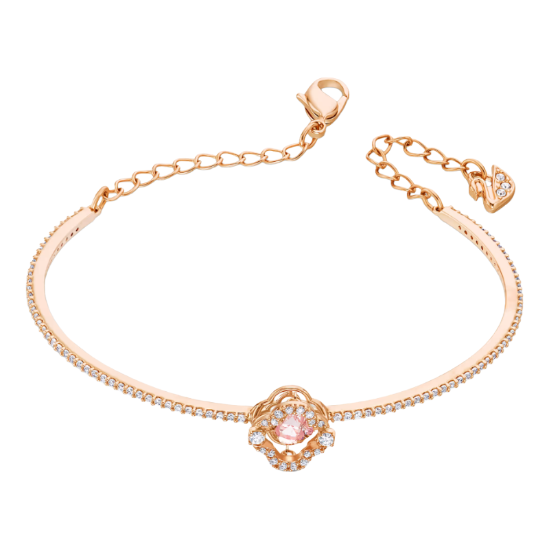 Swarovski Rose-gold Tone Plated Sparkling Dance Clover Bangle 5516476