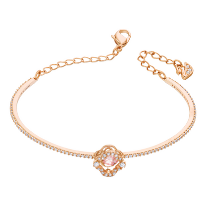 Swarovski Rose-gold Tone Plated Sparkling Dance Clover Bangle 5516476