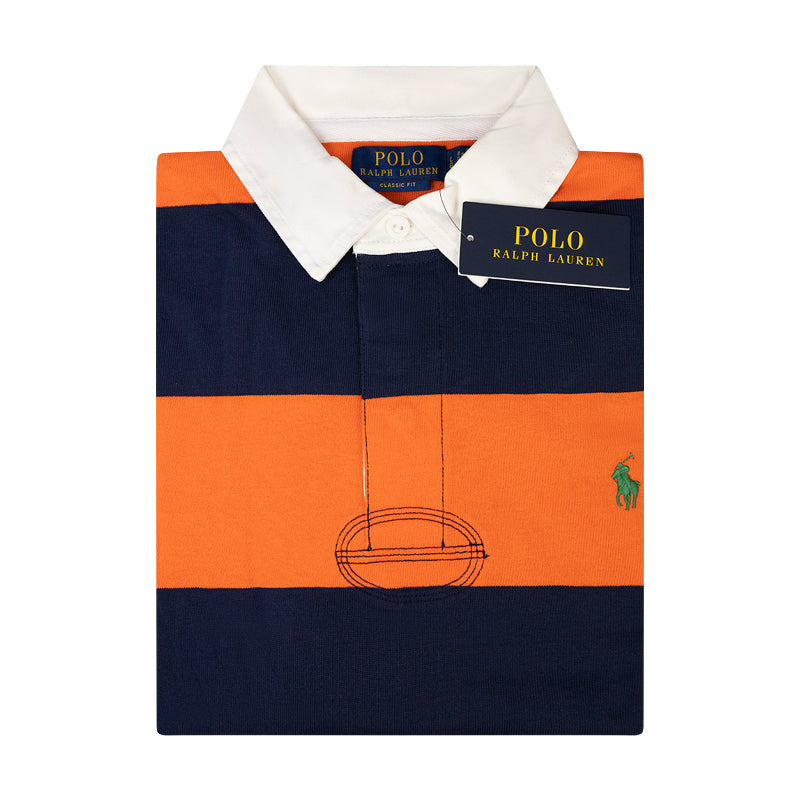 Ralph Lauren Polo The Iconic Rugby Shirt Sweatshirt Orange & Blue