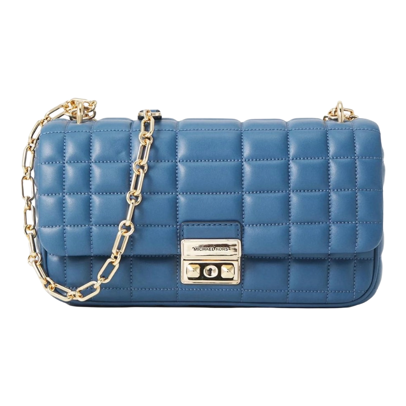 Michael Kors Tribeca Leather Convertible Crossbody Bag Chambray Blue