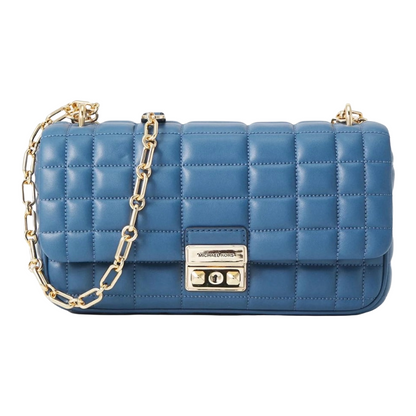 Michael Kors Tribeca Leather Convertible Crossbody Bag Chambray Blue