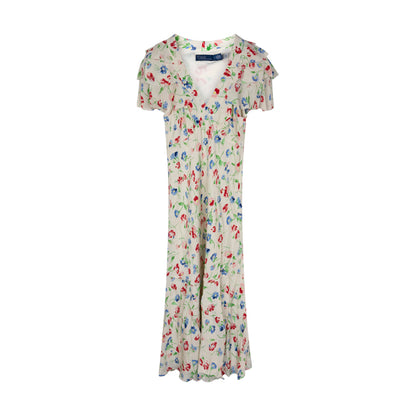 Ralph Lauren Polo Floral Silk Crepe Dress 1684 Vintage Daisy Women's