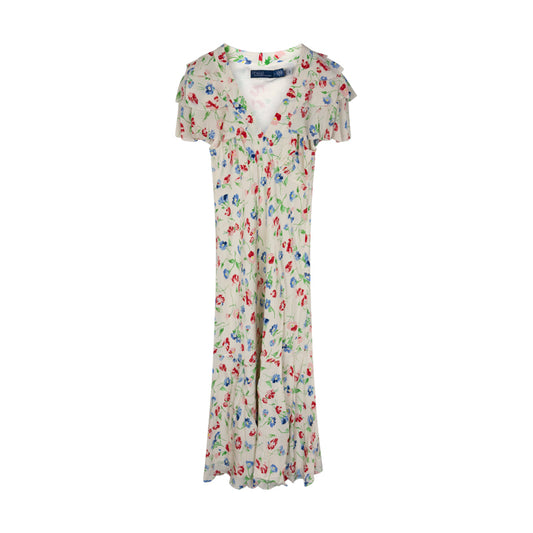 Ralph Lauren Polo Floral Silk Crepe Dress 1684 Vintage Daisy Women's