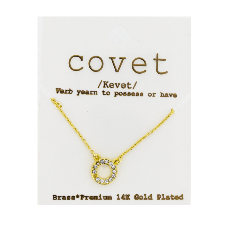 Covet Gold Circle Pave Pendant DF3141G