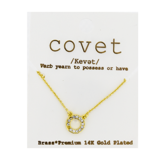 Covet Gold Circle Pave Pendant DF3141G