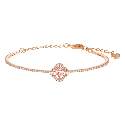 Swarovski Rose-gold Tone Plated Sparkling Dance Clover Bangle 5516476