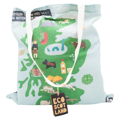 Scotland Map Shopper Bag 100% Recycled Cotton Milly Green Eco 