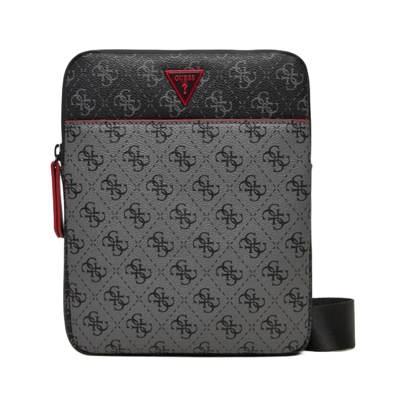 Guess Milano-4G Reverse Eco Mens Flat Crossbody Bag Dark Black & Grey HMMILRP4323-DYK