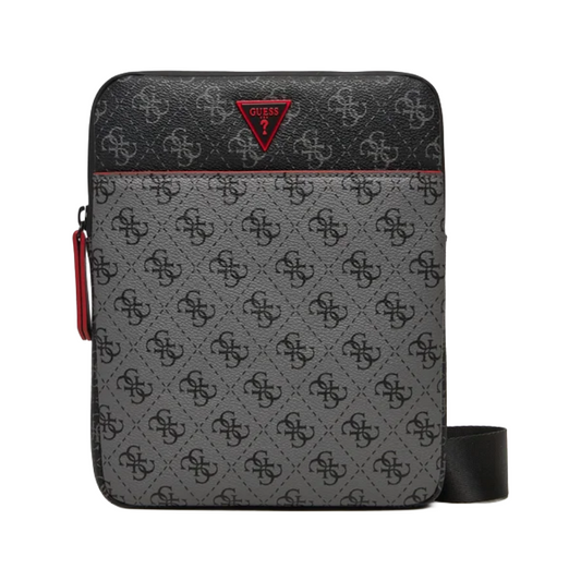 Guess Milano-4G Reverse Eco Mens Flat Crossbody Bag Dark Black & Grey HMMILRP4323-DYK