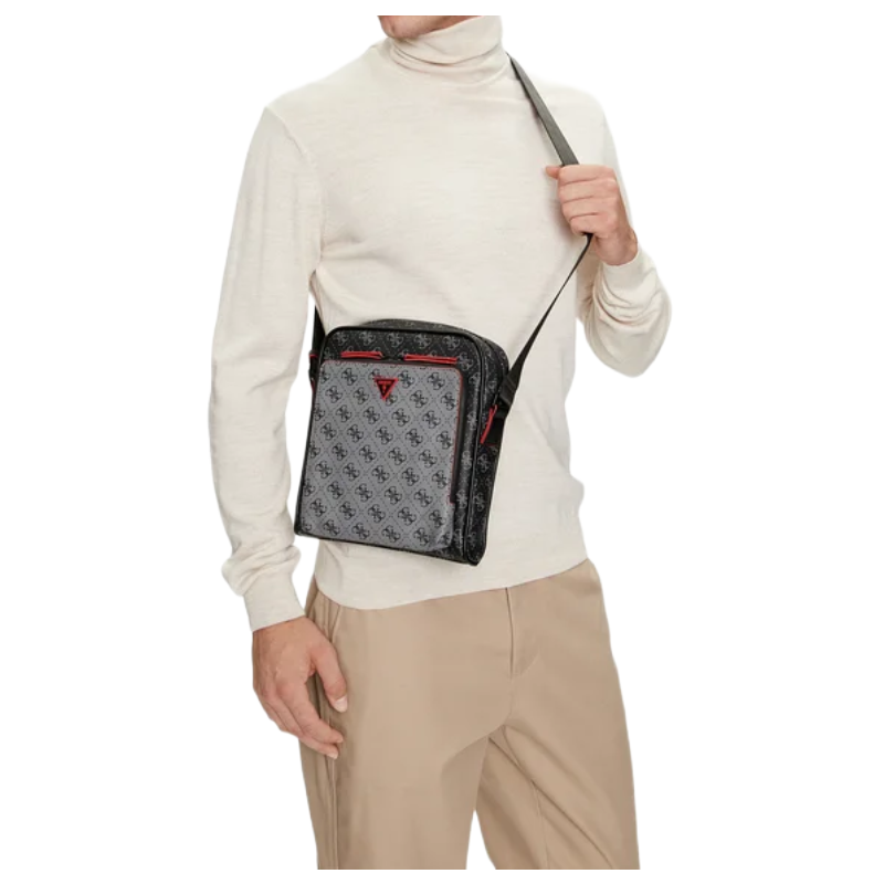 Guess Mens Flat Crossbody Bag Dark Black / Grey HMMILRP4360-DYK