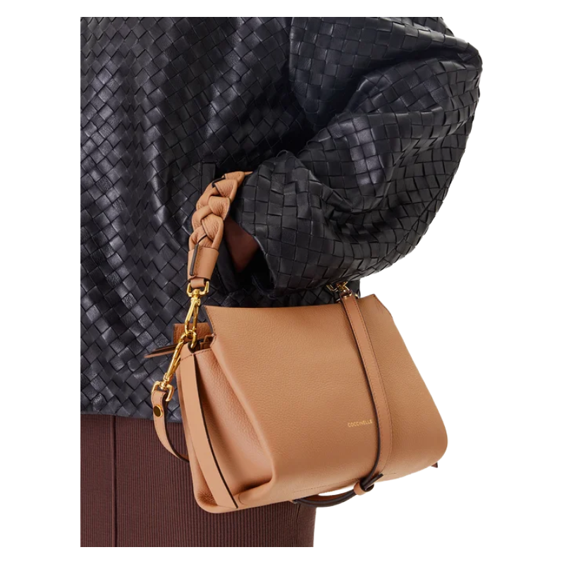 Coccinelle Womens Boheme Braided Handle Leather Brown Bag E1M50580101
