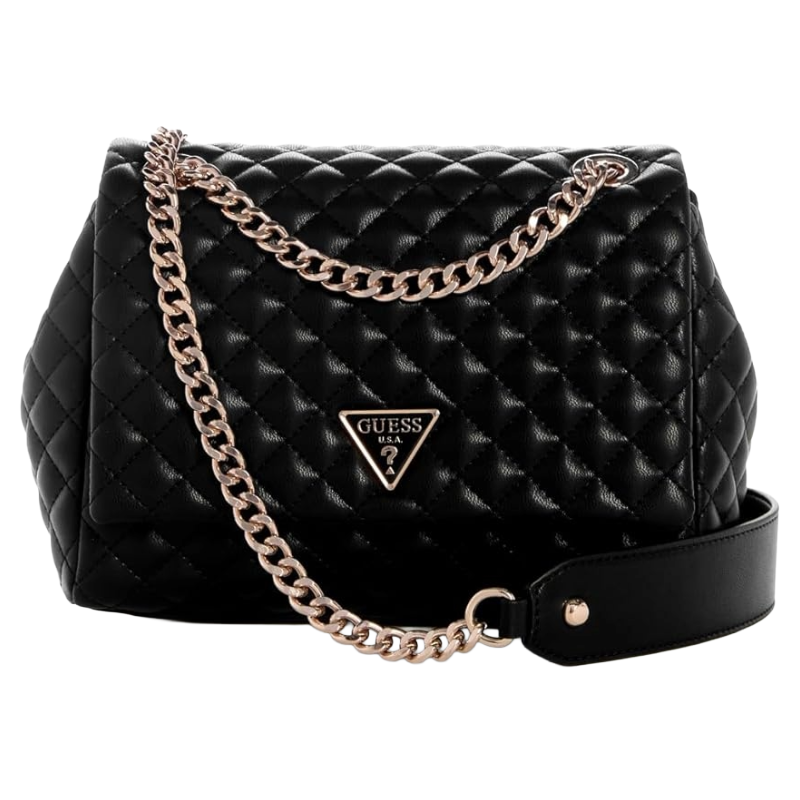 Guess Womens Everlee Convertible Crossbody Flap bag Black QG867921