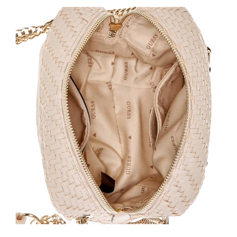 Guess Women's Crossbody Francy Woven Faux Leather Bag Shell HWWG9530140