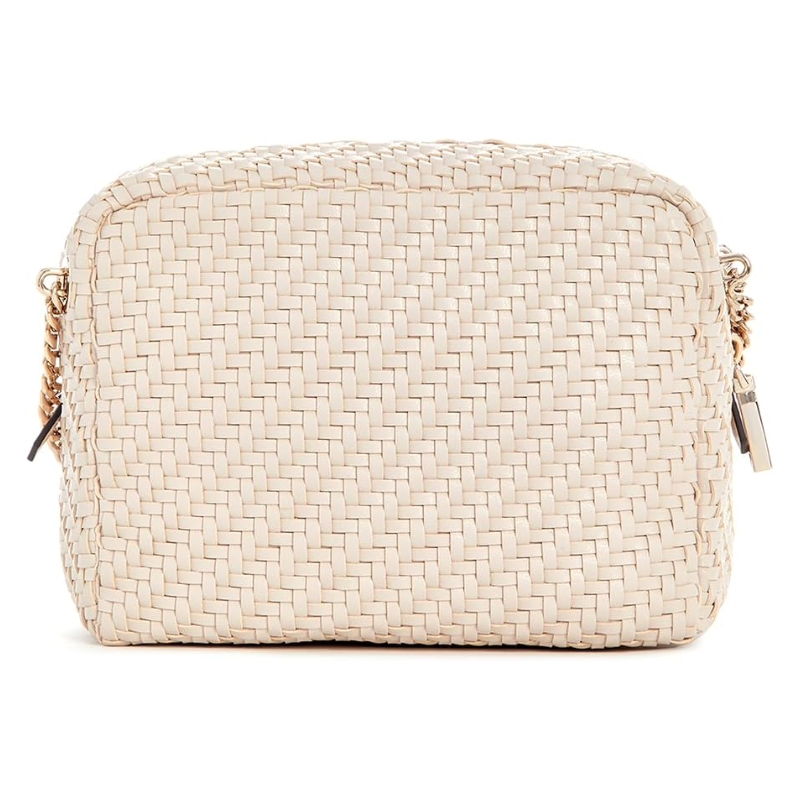 Guess Women's Crossbody Francy Woven Faux Leather Bag Shell HWWG9530140