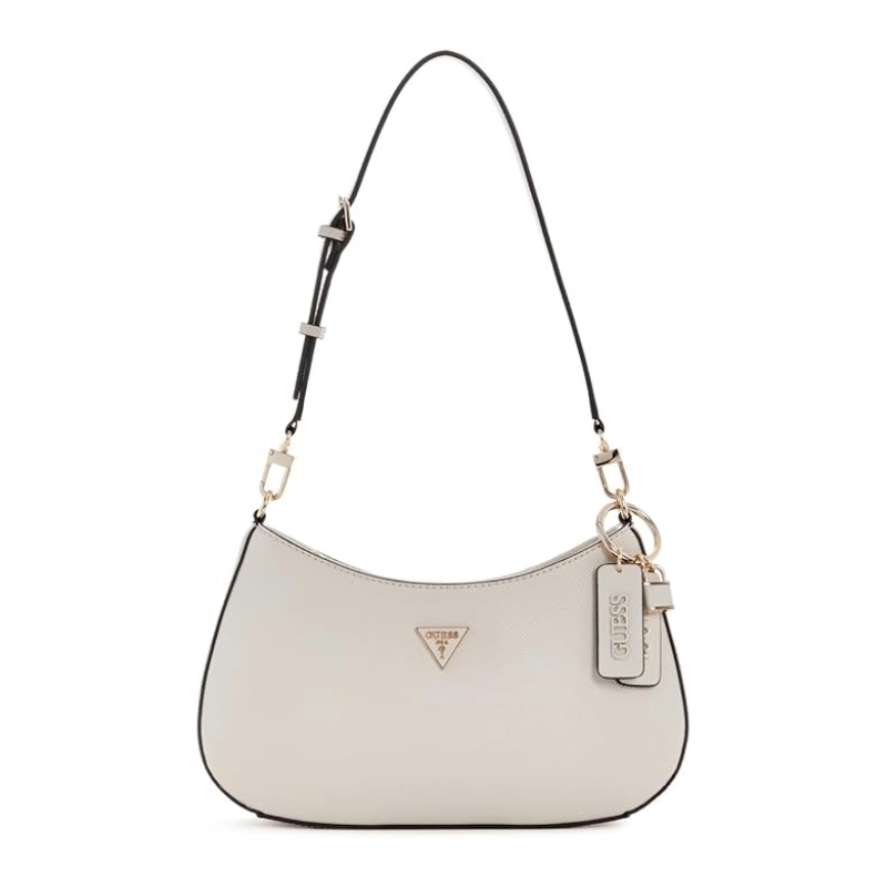 Guess Noelle II Zip Top Shoulder Bag Bone Beige