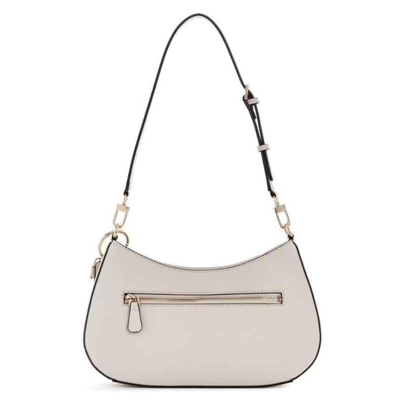 Guess Noelle II Zip Top Shoulder Bag Bone Beige