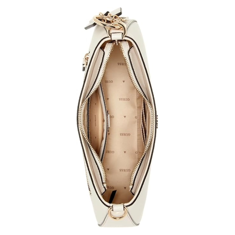 Guess Noelle II Zip Top Shoulder Bag Bone Beige