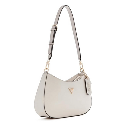 Guess Noelle II Zip Top Shoulder Bag Bone Beige