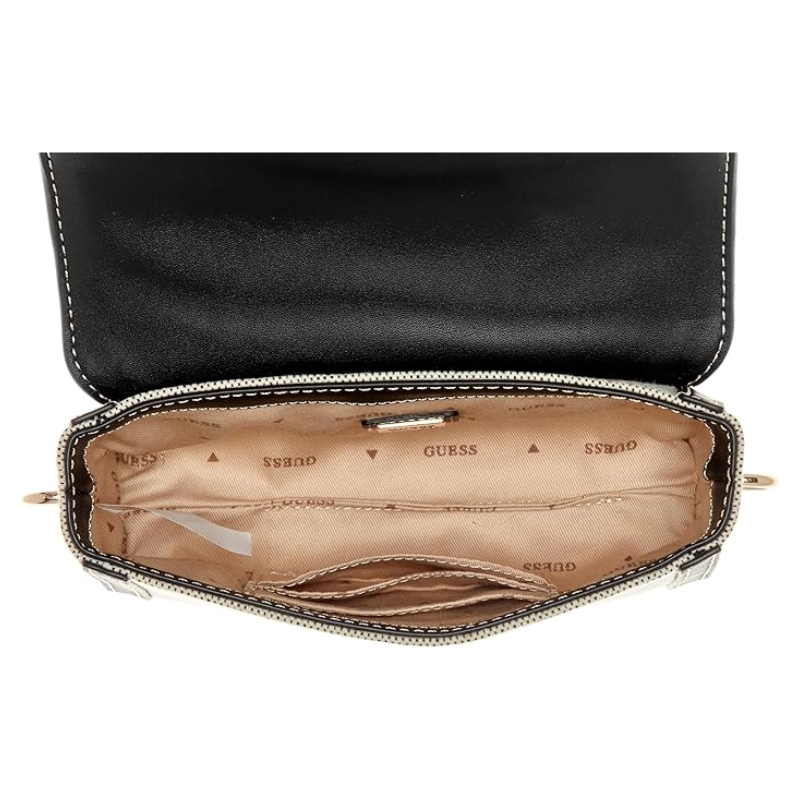 Guess Sebina Flap Shoulder Bag Black/Natural