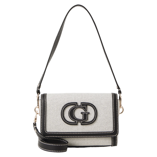 Guess Sebina Flap Shoulder Bag Black/Natural