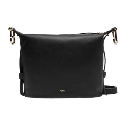 Furla Nuvola Leather Hobo Shoulder Bag Black