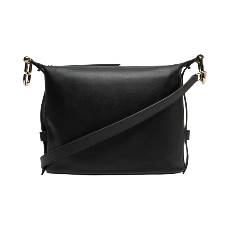 Furla Nuvola Leather Hobo Shoulder Bag Black