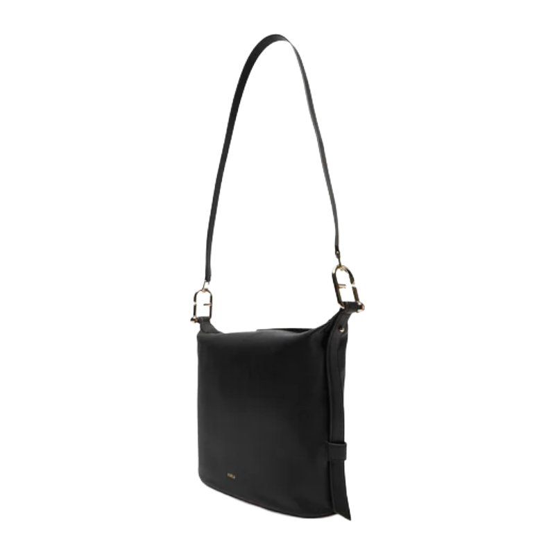 Furla Nuvola Leather Hobo Shoulder Bag Black