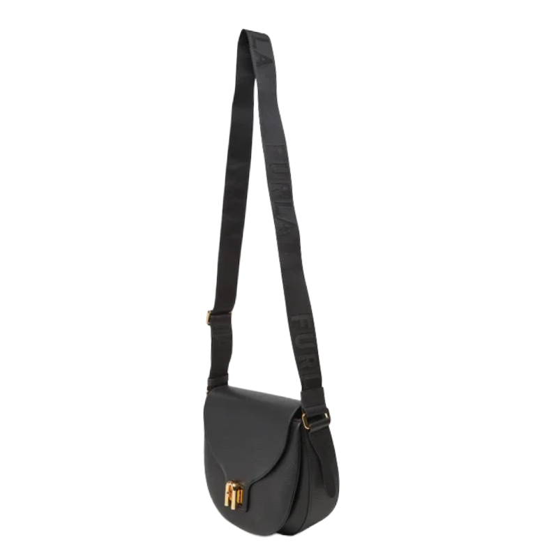 Furla Lotus Leather Crossbody Bag Black