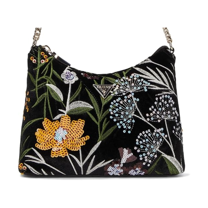 Guess Womens Zalina Mini Handbag Floral Black VT935017