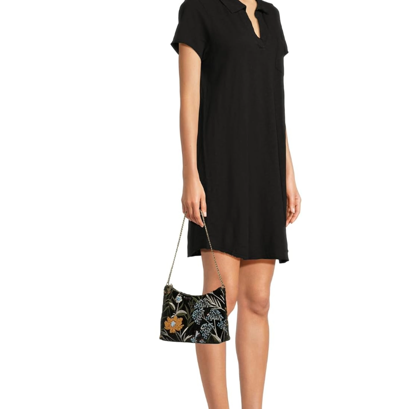 Guess Womens Zalina Mini Handbag Floral Black VT935017