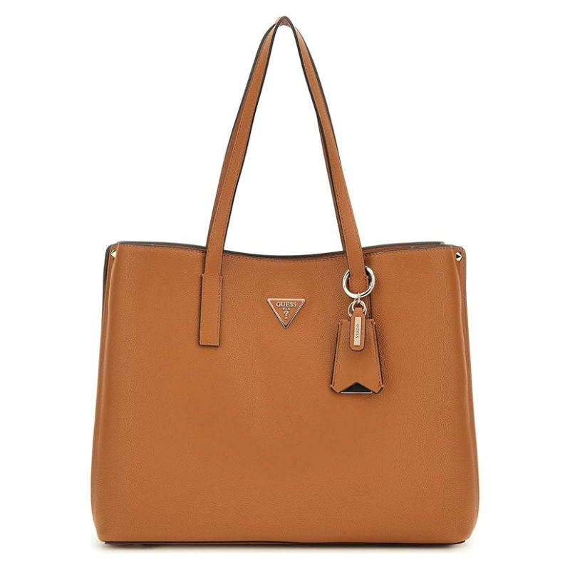 Guess Womens Meridian II Girlfriend Tote Bag Cognac Brown BG697423