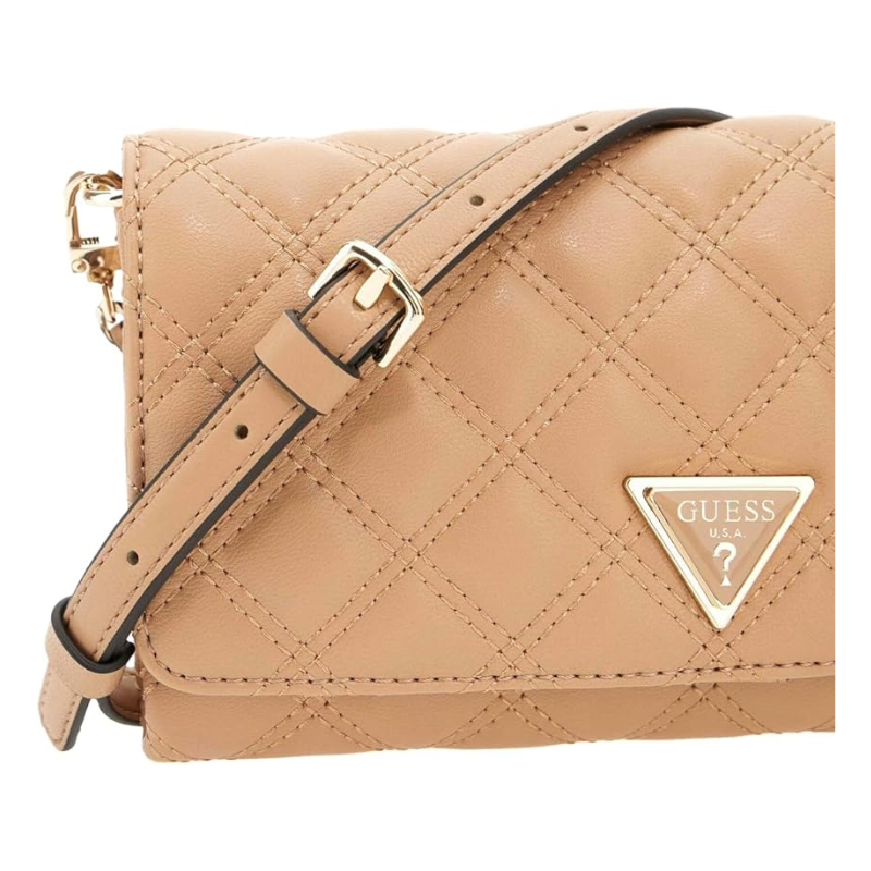 Guess Giully II Mini Crossbody Flap Organiser Bag Beige